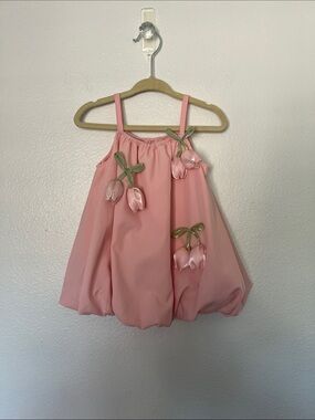 EUC Pink Tulip Bubble Dress sz 6-9 months